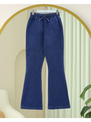 Beli Lastikli Bağcık Detaylı İspanyol Paça Kot Pantolon -Laci