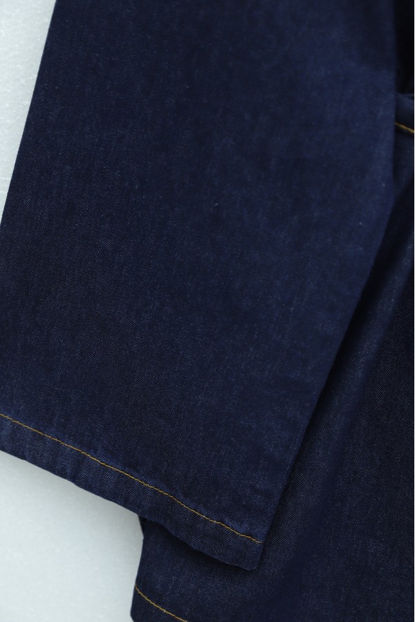 Beli Kemerli Pantolonlu Kot Kimono Takım -Koyu Lacivert