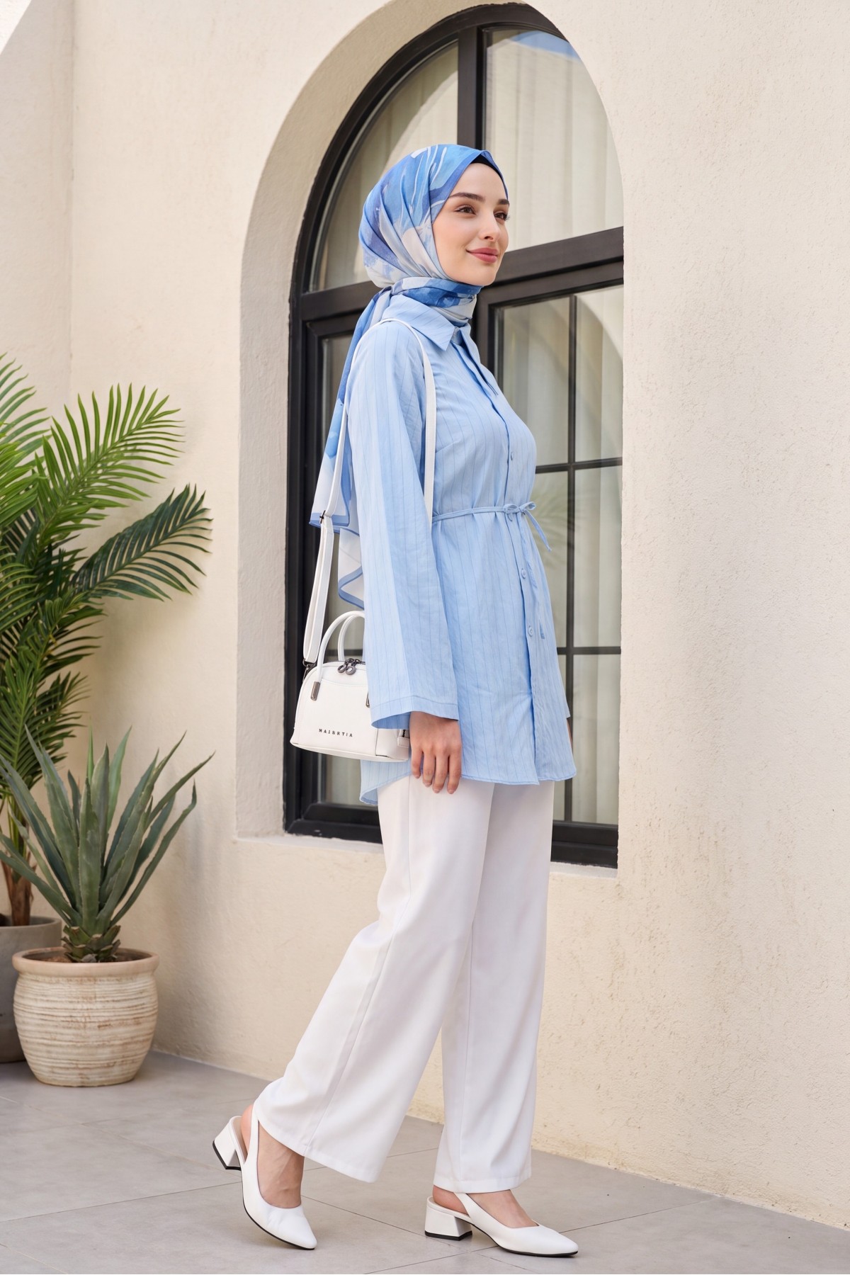 Elasticated Waist, Drawstring, Pockets, Wide Leg Summer Linen Trousers -White