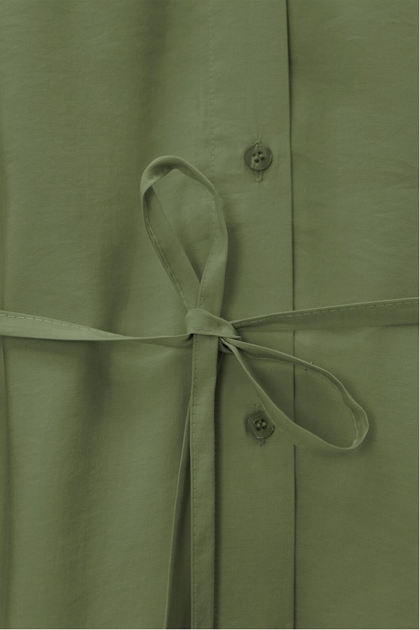 Stone Collared Waist Tied Trouser Suit -Khaki