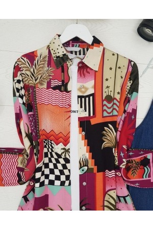 تونيك طويل مطبوع -البرتقالي