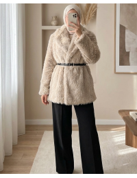 5186 Kruvaze Peluş Kürk Kaban ...