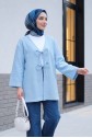 Honeycomb Pattern Kimono with Double Lace Front -Baby Blue