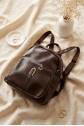 Woven Strap Double Zip Women's Backpack -Dark Coffee