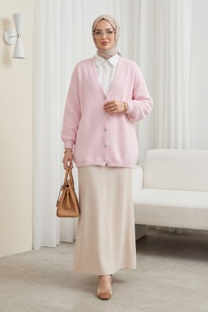 كارديجان محبوك كاجوال بأزرار أمامية ولحية    -بودرة