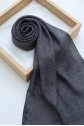 Fine Line Embroidered Cotton Scarf -Anthracite