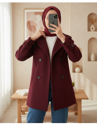 Kadın Kuşaklı Kaşe Kaban 9162 ...