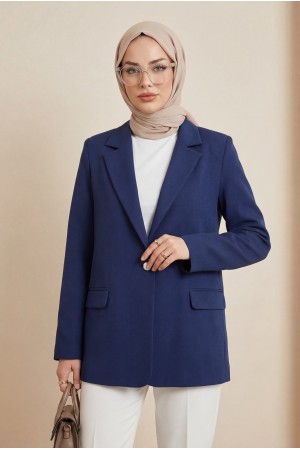 Cepli Tek Düğmeli Likralı Ceket  -Laci