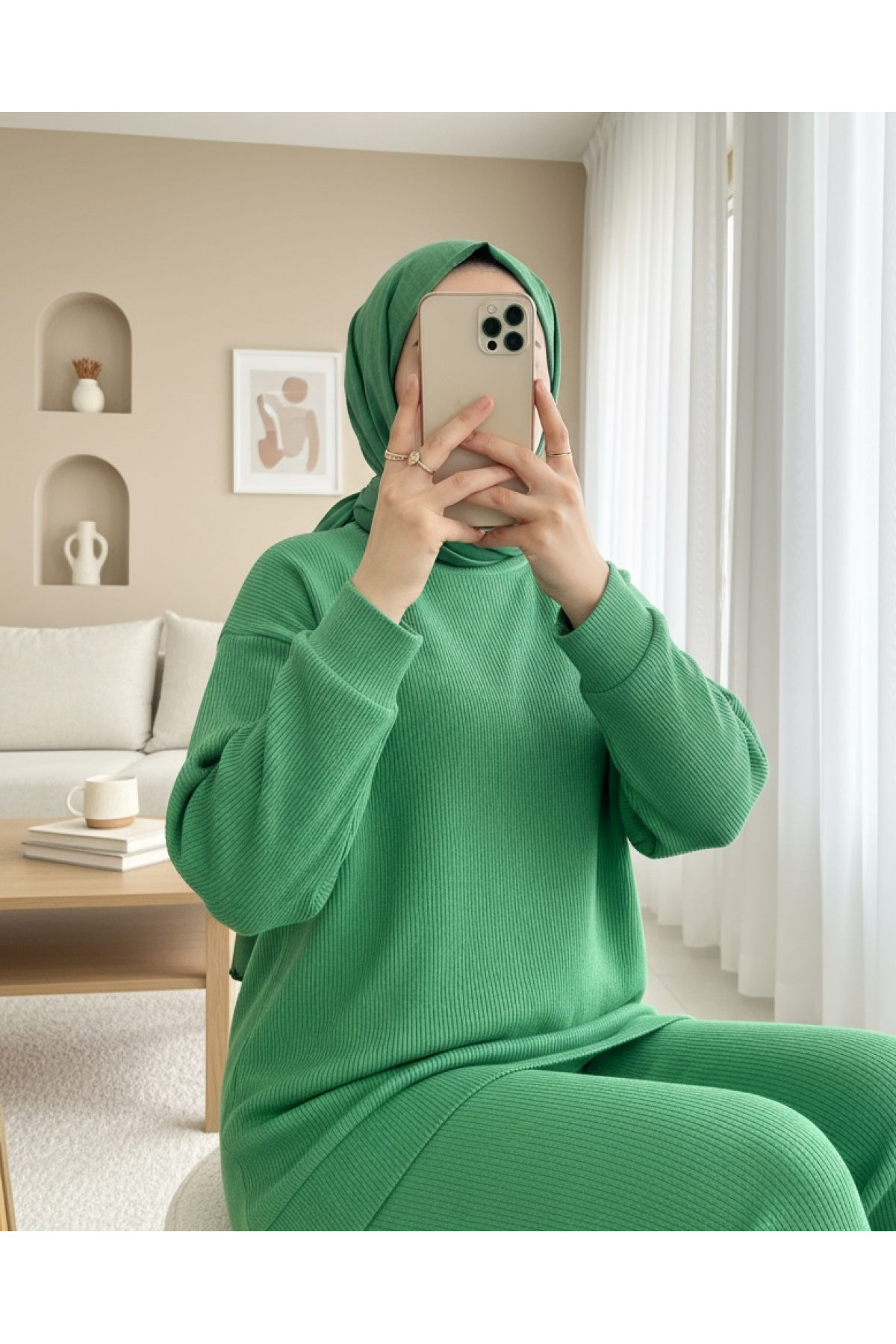قلادة ملونة مفصله طاقم الرقبة البدلة المزدوجة -أخضر