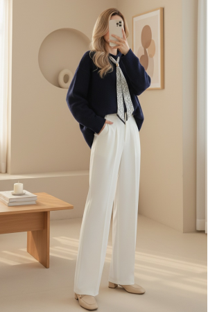 Fularlı Yumoş Triko Kazak -Laci