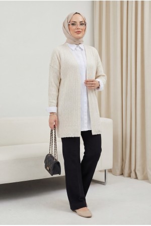 سترة مخرمة مع تنورة منقوشة -حجر