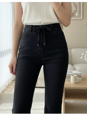 Spanish Leg Lace Detail Jeans  -Anthracite