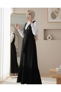 Eteği Piliseli Kuşaklı Jile -Siyah