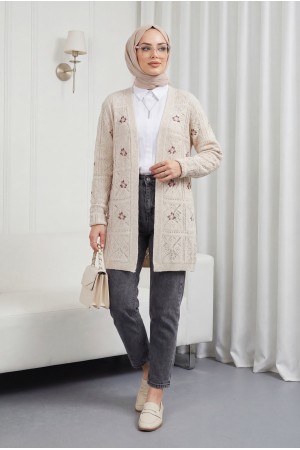 Ajurlu Nakışlı Hırka  -Taş