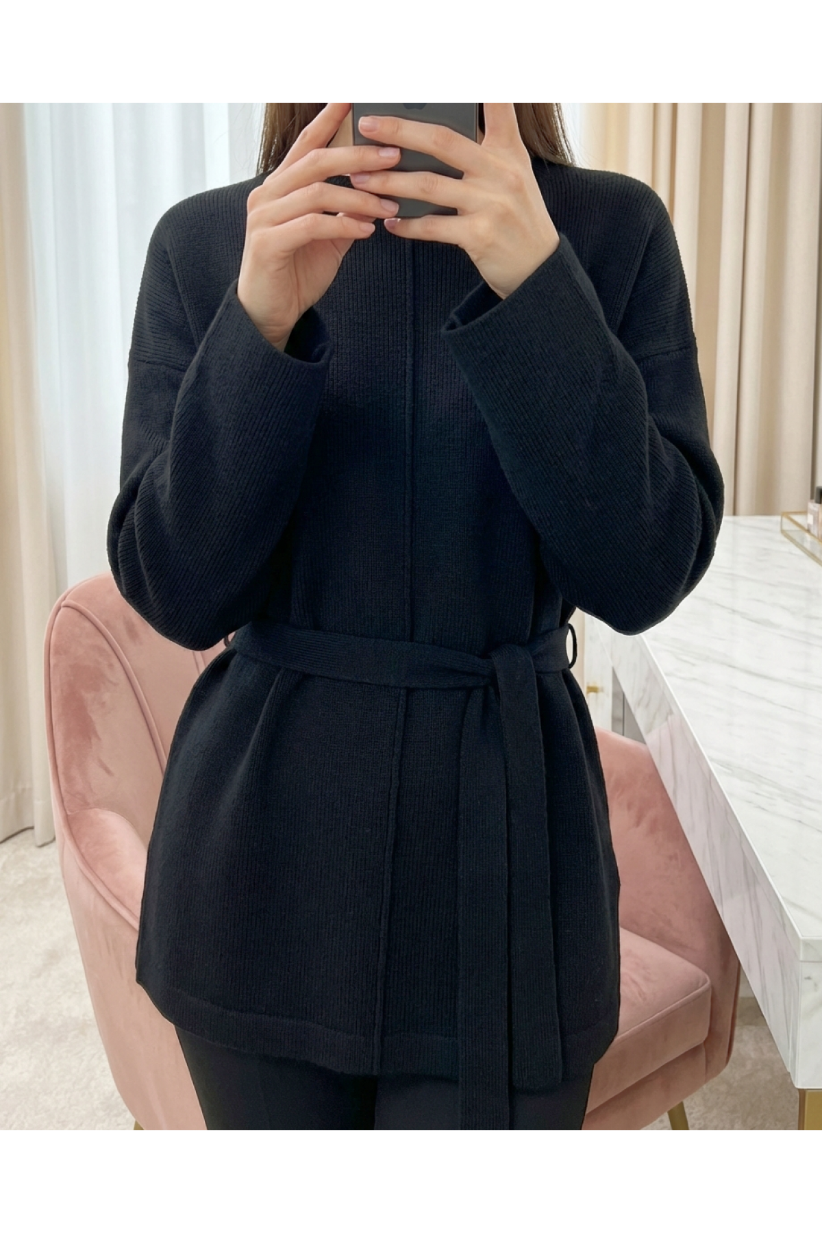 Kadın Kuşaklı Minimal Örme Tunik – 20725TBLZ