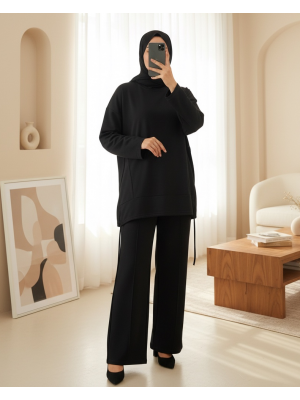 Eteği Bağcıklı Arkası Uzun Oysho Takım -Siyah