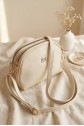 Double Compartment Zippered Crossbody Long Strap Bag -Cream color