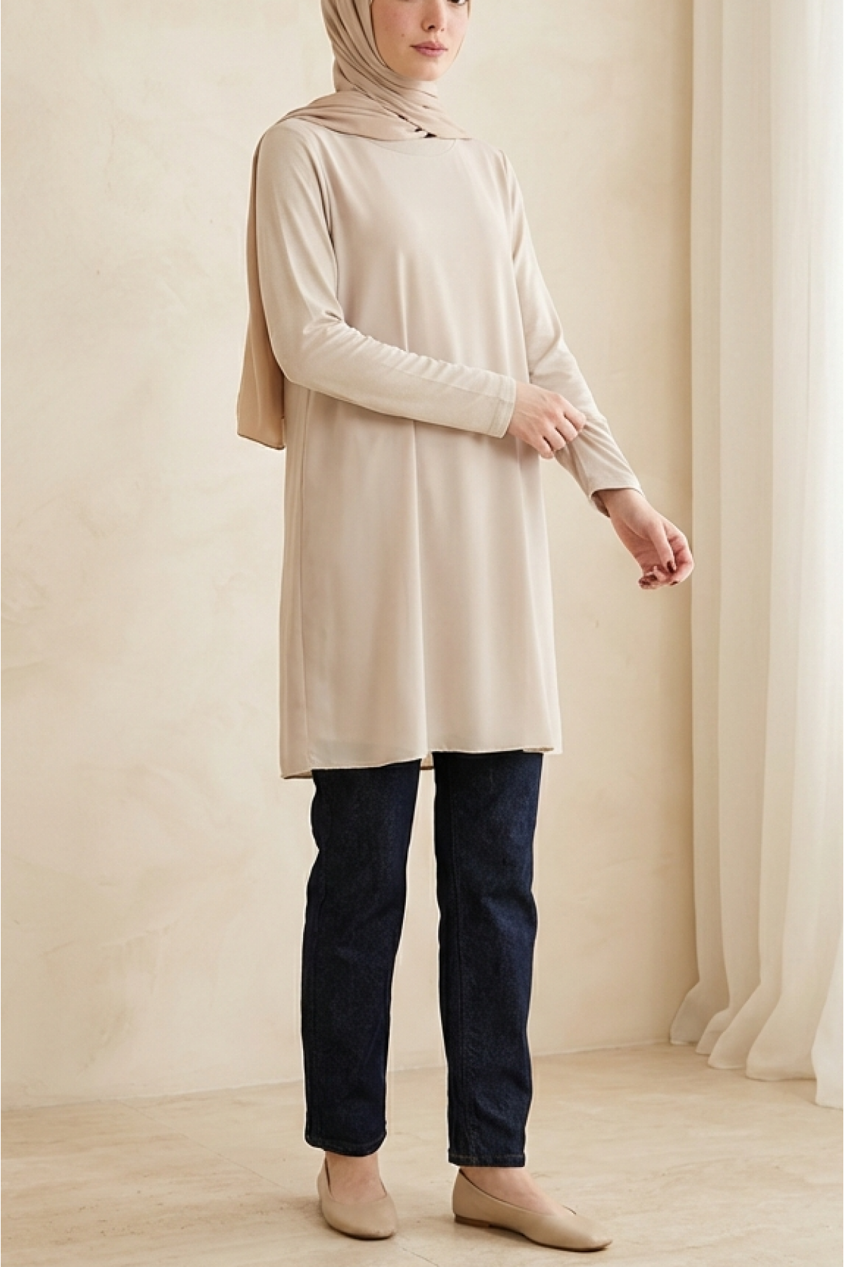 Women's Turtleneck Blouse with Tulle Details 