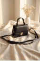 Box Bag with Lockable Lid, Handles and Long Strap -Black