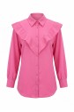 V-Detailed Long Back Buttoned Imported Crepe Tunic -Pink