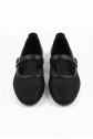 Junay Black Leather Mesh Ballet Flats