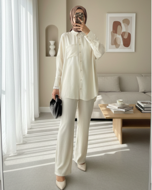 Single Pocket Long Back Casual Shirt - Beige