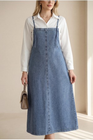 Thin Strap Denim Gilet -Light blue