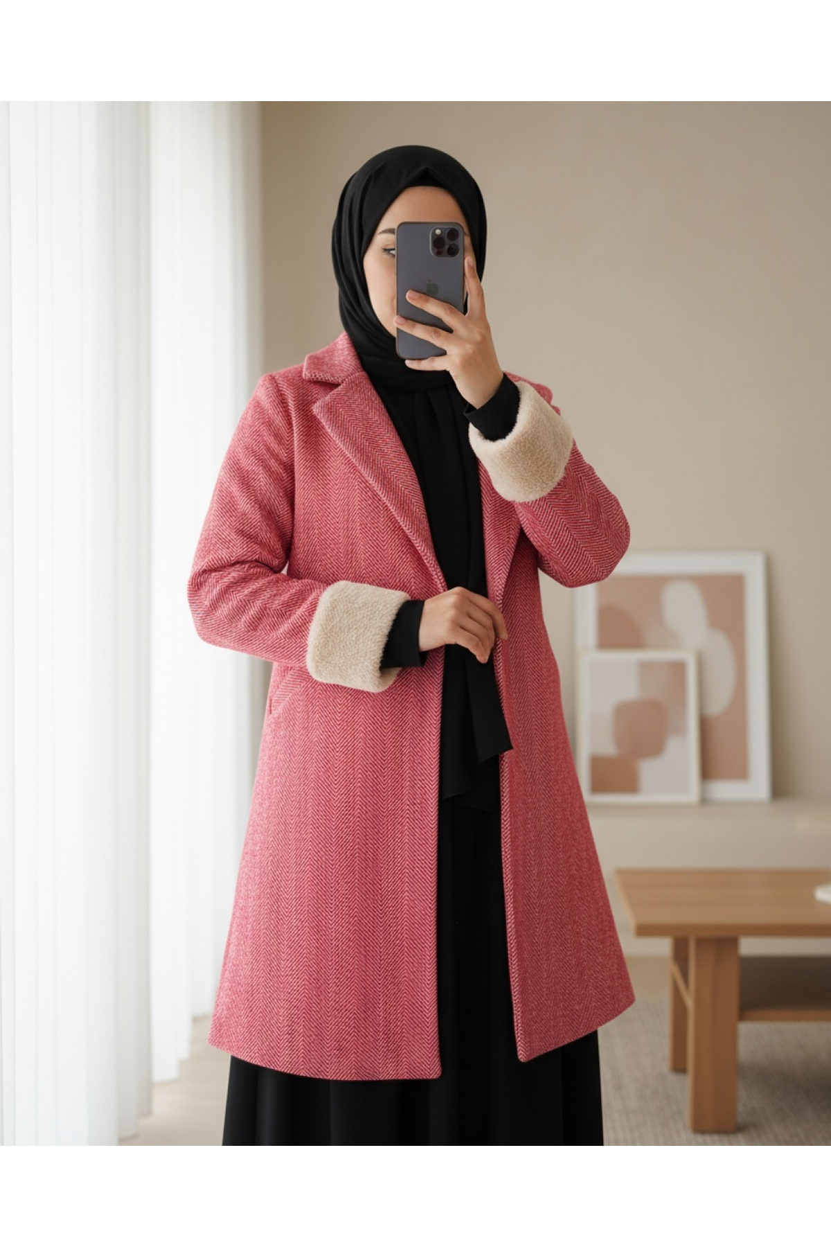 9085 Herringbone Cashmere Coat 