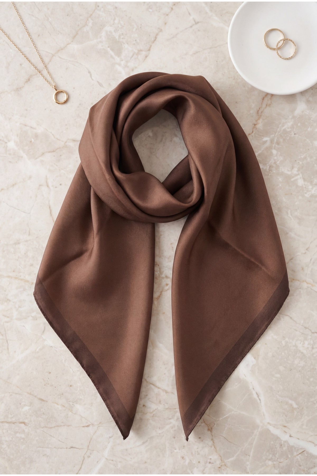 Plain Rayon Scarf -Dark Coffee