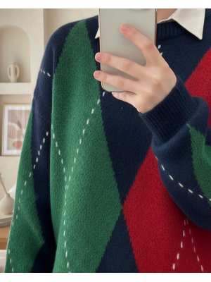 Baklava Desen Kalın Yumoş Kazak -كحلي