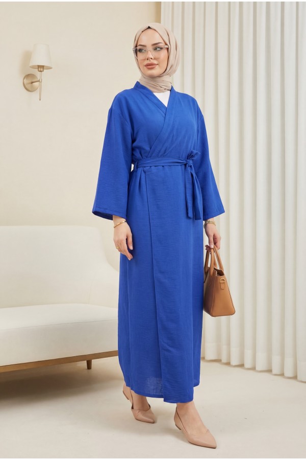 Long Cape with Double Front Tie -Saxe 