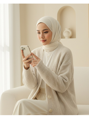 Düğmeli Salaş Triko Hırka -Taş