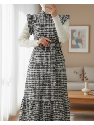 Kolları Fırfırlı Kemerli Tuvit Jile   -Cream color