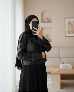 جاكيت جلدي نسائي كبير الحجم 1047 