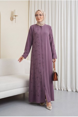 Gizli Patlı Yarım Taşlı Ferace Gül Kurusu HM2860