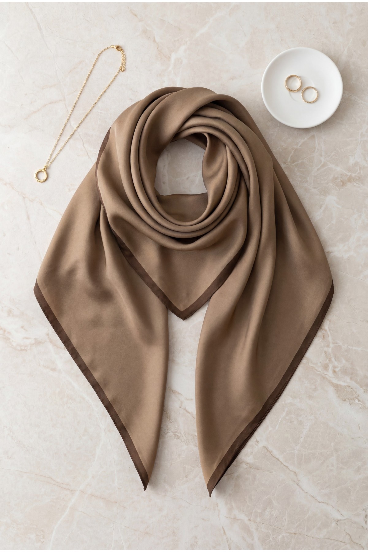 Plain Rayon Scarf -Light coffee
