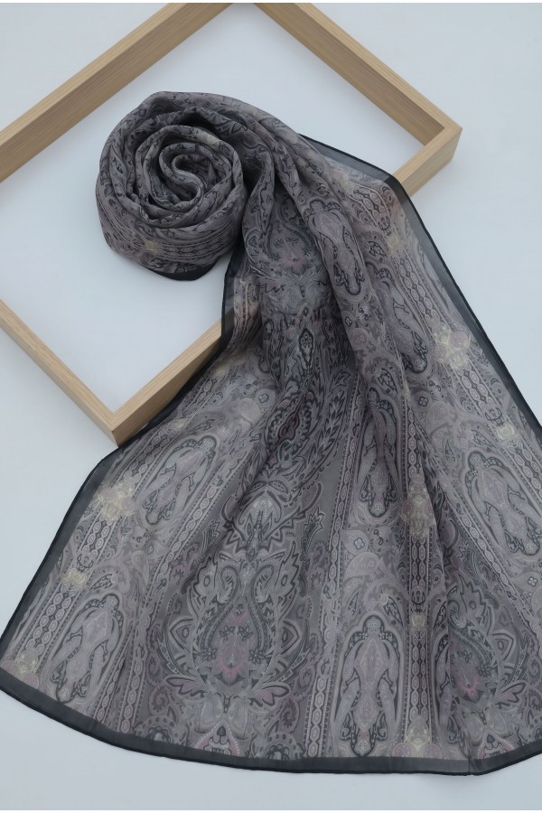 Authentic Striped Traditional Design Cotton Scarf -Light Lilac