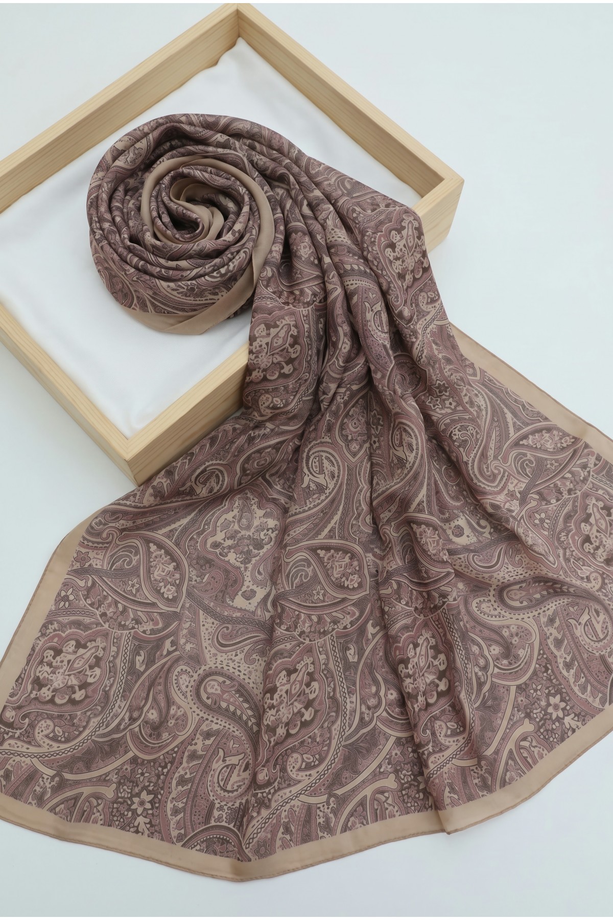 Traditional Floral Patterned Cotton Scarf -Cherry Color