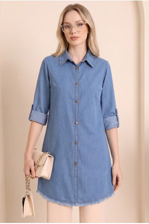 Renkli Kot Tunik  -Mavi