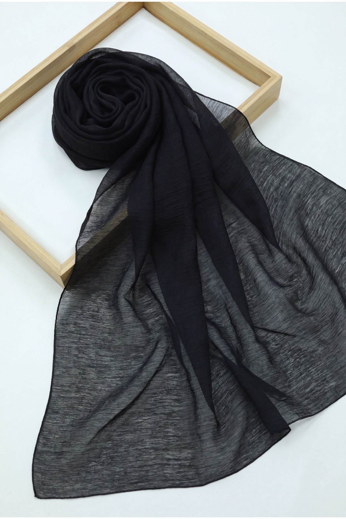 Glittery Voile Scarf -Black
