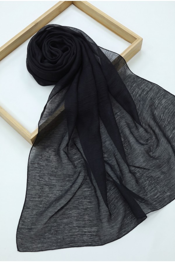 Glittery Voile Scarf -Black