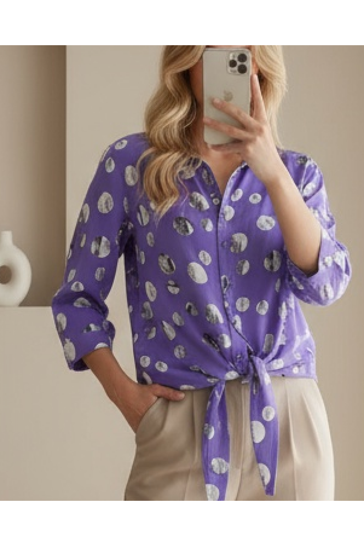 20243 Tied Front Patterned Shirt 