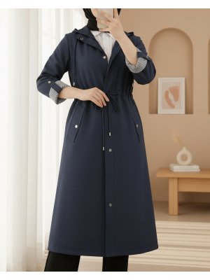 Astarı Çizgili Trençkot     -Laci