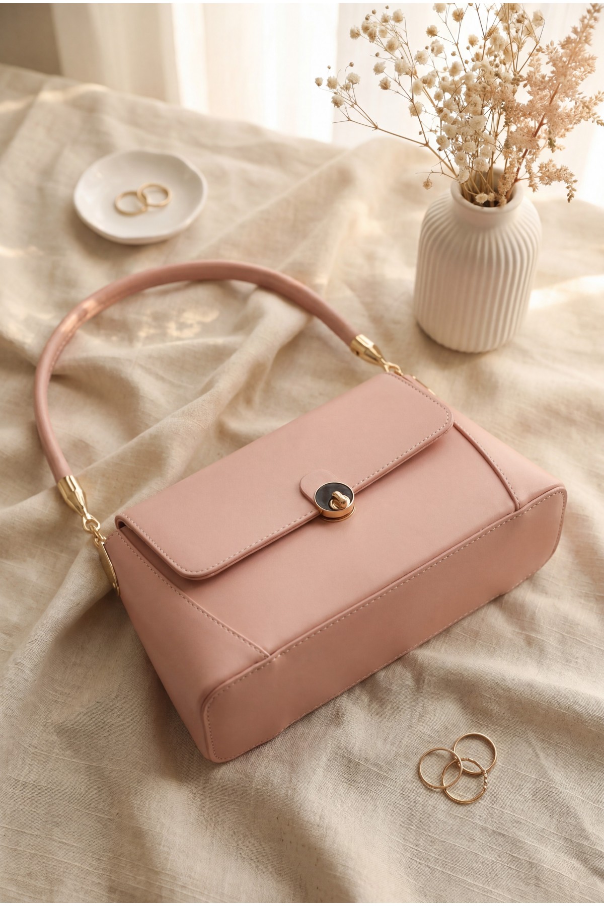 Lockable Lid Shoulder Bag Box -Powder
