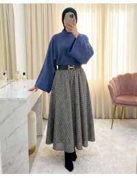 Yarım Boğaz Krop Triko Kazak -İndigo