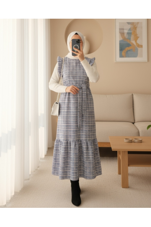 Kolları Fırfırlı Kemerli Tuvit Jile  -Saks