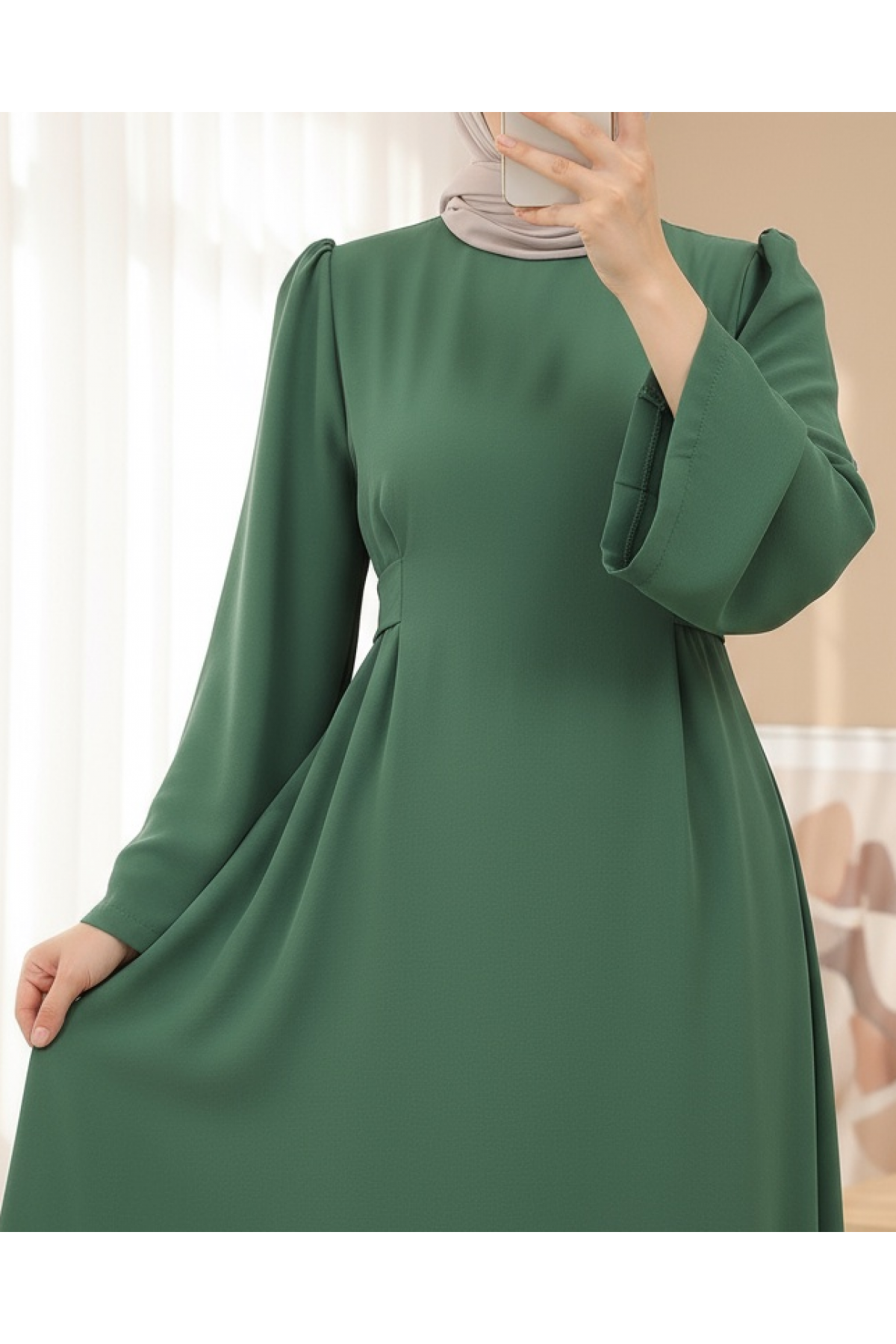 Judge Collar Lace Detailed Dress -Green