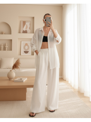 Kadın Çizgili Gömlek - 32320GML