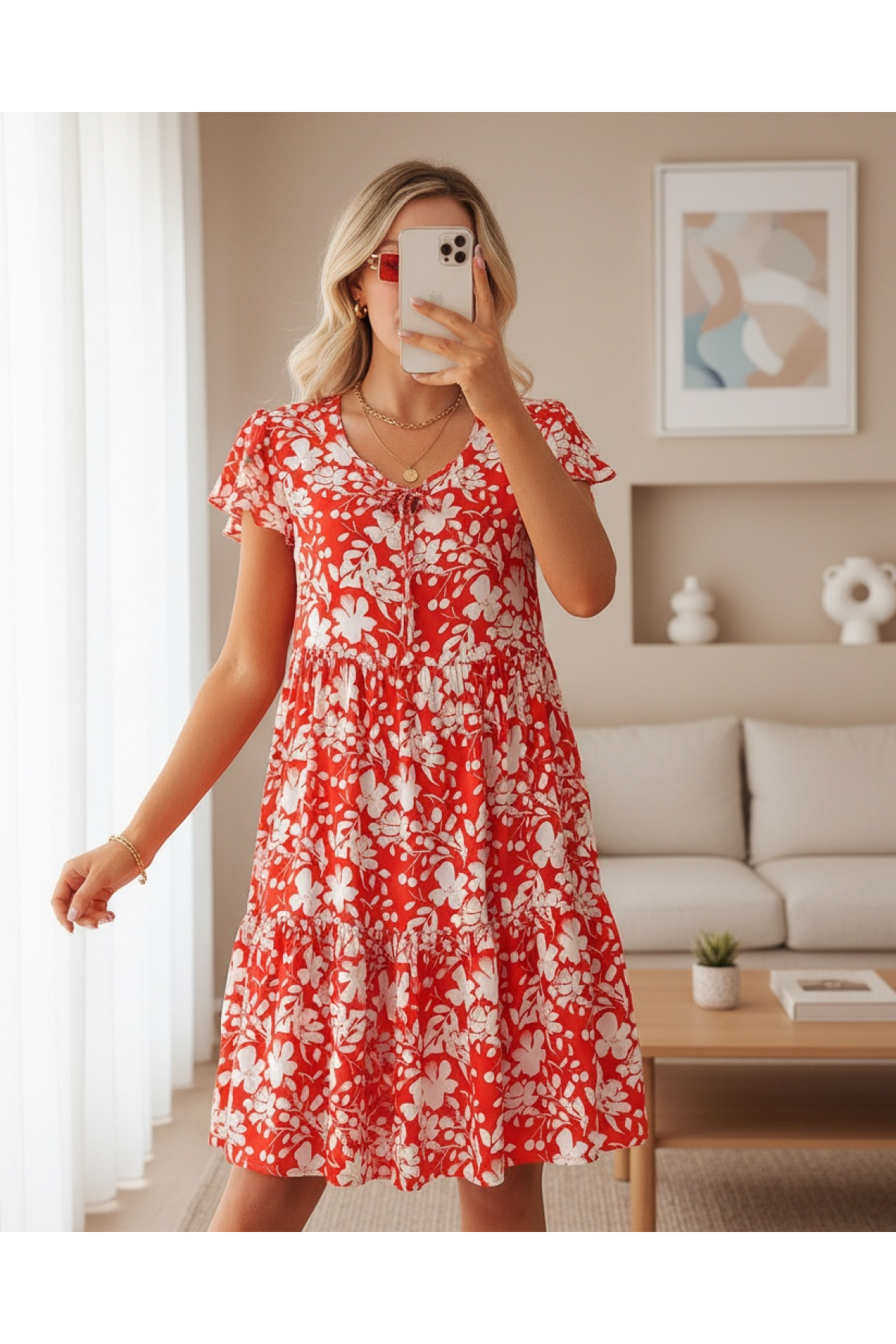 2352 V-Neck Short Dress  detay görseli