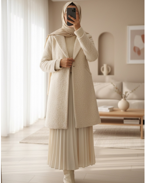 9082 Oversize Kaşe Kaban - M. Krem